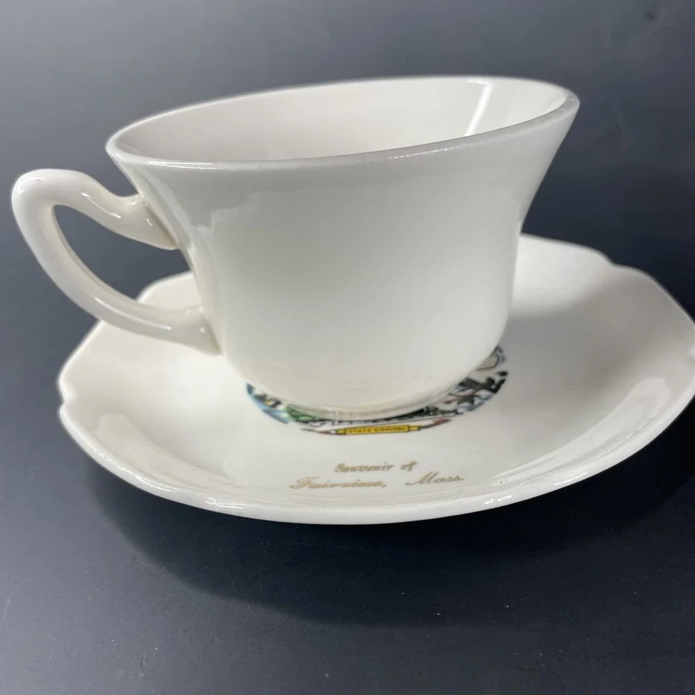 Vtg Massachusetts The‎ Bay State Souvenir Tea Cup and Saucer